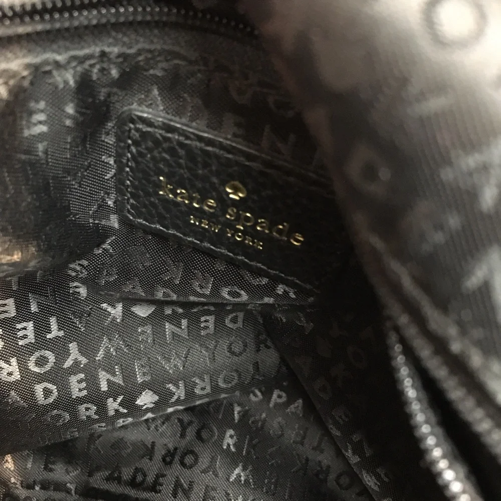 Kate Spade Cow Leather Zipper Backpack Black Gold Classic Preppy - Picture 10 of 15